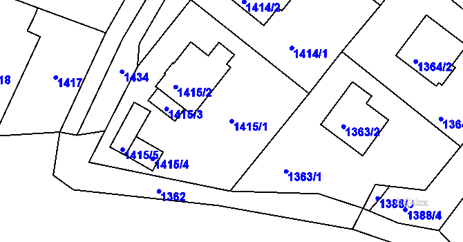 Parcela st. 1415/1 v KÚ Zdice, Katastrální mapa
