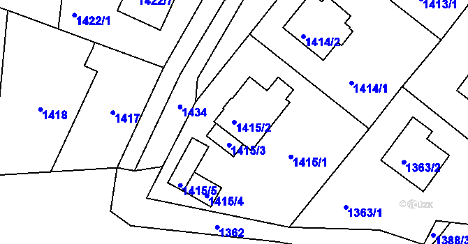 Parcela st. 1415/2 v KÚ Zdice, Katastrální mapa