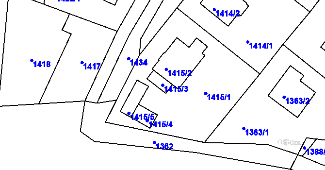Parcela st. 1415/3 v KÚ Zdice, Katastrální mapa