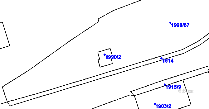 Parcela st. 1990/2 v KÚ Zdice, Katastrální mapa