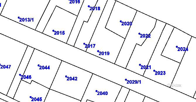 Parcela st. 2019 v KÚ Zdice, Katastrální mapa