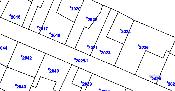 Parcela st. 2021 v KÚ Zdice, Katastrální mapa