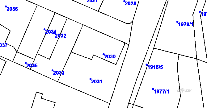 Parcela st. 2030 v KÚ Zdice, Katastrální mapa