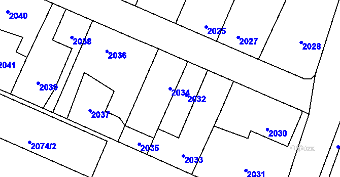 Parcela st. 2034 v KÚ Zdice, Katastrální mapa