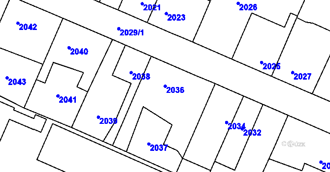 Parcela st. 2036 v KÚ Zdice, Katastrální mapa