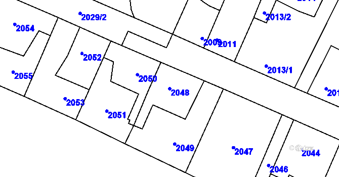 Parcela st. 2048 v KÚ Zdice, Katastrální mapa