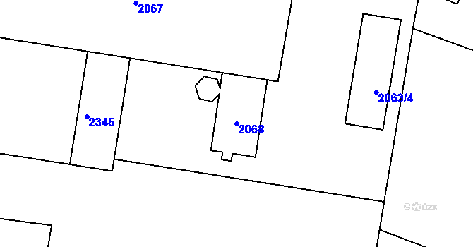 Parcela st. 2068 v KÚ Zdice, Katastrální mapa