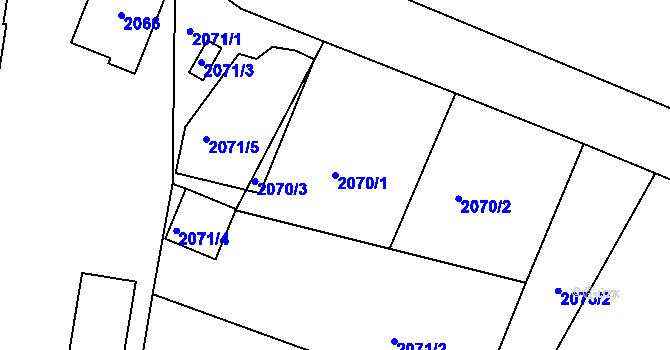 Parcela st. 2070/1 v KÚ Zdice, Katastrální mapa