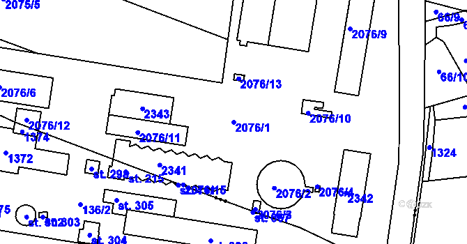 Parcela st. 2076/1 v KÚ Zdice, Katastrální mapa