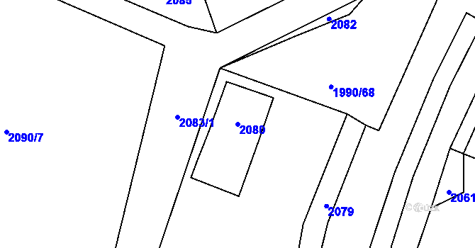 Parcela st. 2080 v KÚ Zdice, Katastrální mapa