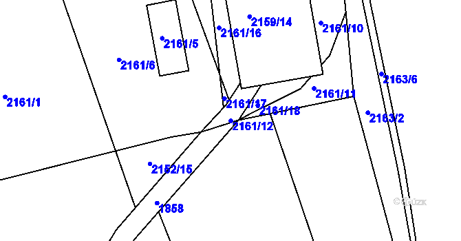 Parcela st. 2161/12 v KÚ Zdice, Katastrální mapa