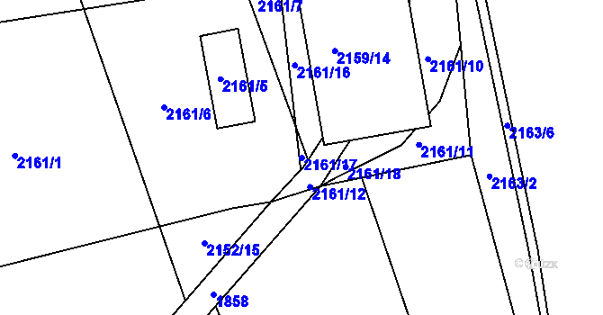 Parcela st. 2161/17 v KÚ Zdice, Katastrální mapa