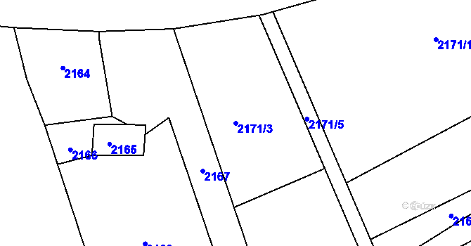 Parcela st. 2171/3 v KÚ Zdice, Katastrální mapa