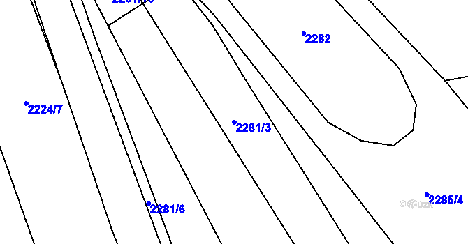Parcela st. 2281/3 v KÚ Zdice, Katastrální mapa