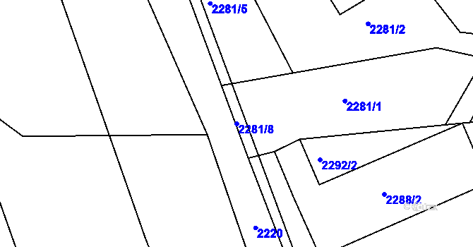 Parcela st. 2281/8 v KÚ Zdice, Katastrální mapa