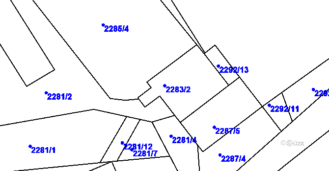 Parcela st. 2283/2 v KÚ Zdice, Katastrální mapa