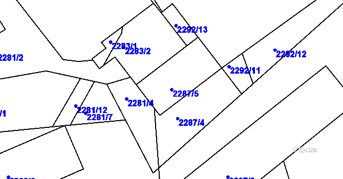 Parcela st. 2287/5 v KÚ Zdice, Katastrální mapa
