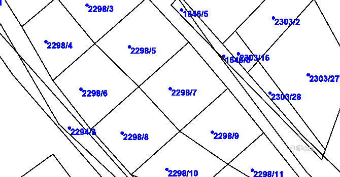 Parcela st. 2298/7 v KÚ Zdice, Katastrální mapa