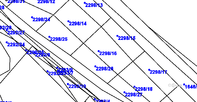Parcela st. 2298/16 v KÚ Zdice, Katastrální mapa