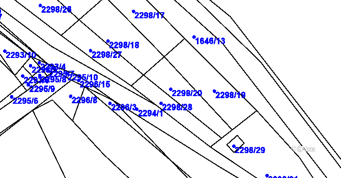 Parcela st. 2298/20 v KÚ Zdice, Katastrální mapa
