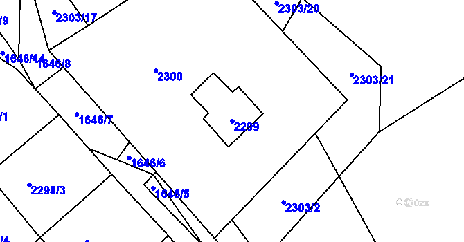 Parcela st. 2299 v KÚ Zdice, Katastrální mapa