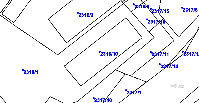 Parcela st. 2316/10 v KÚ Zdice, Katastrální mapa