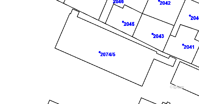 Parcela st. 2074/5 v KÚ Zdice, Katastrální mapa