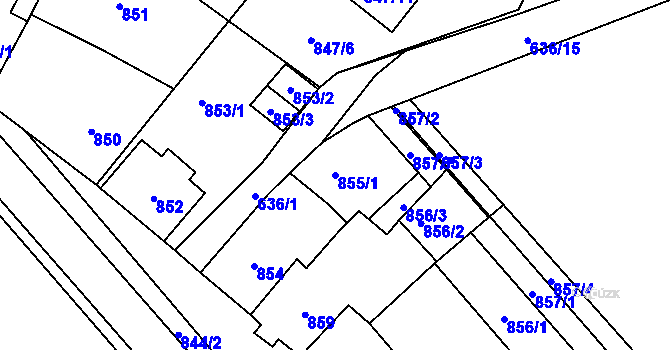 Parcela st. 855/1 v KÚ Zdice, Katastrální mapa