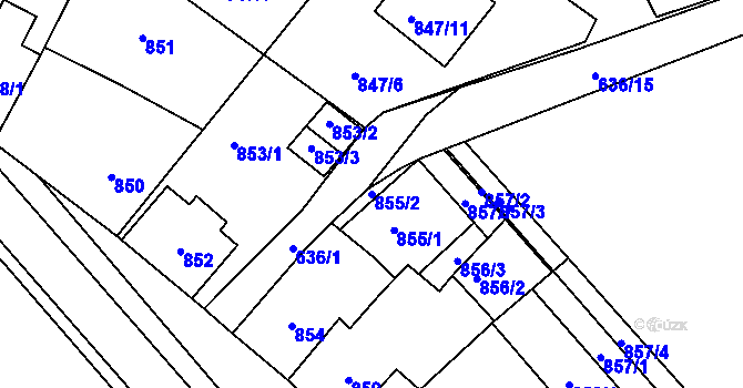 Parcela st. 855/2 v KÚ Zdice, Katastrální mapa