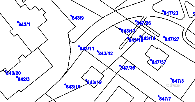 Parcela st. 843/12 v KÚ Zdice, Katastrální mapa