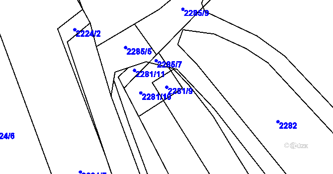 Parcela st. 2281/9 v KÚ Zdice, Katastrální mapa