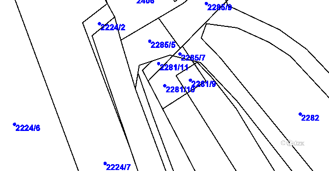 Parcela st. 2281/10 v KÚ Zdice, Katastrální mapa