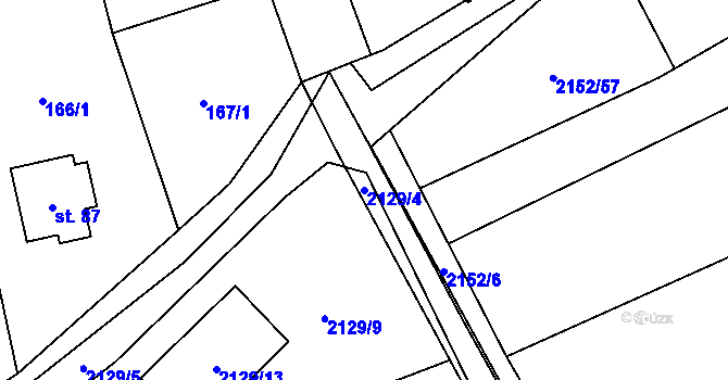 Parcela st. 2129/4 v KÚ Zdice, Katastrální mapa