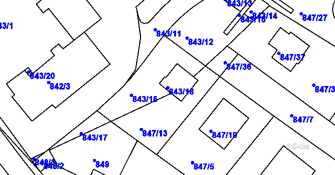 Parcela st. 843/18 v KÚ Zdice, Katastrální mapa