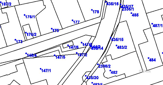 Parcela st. 147/3 v KÚ Zdice, Katastrální mapa