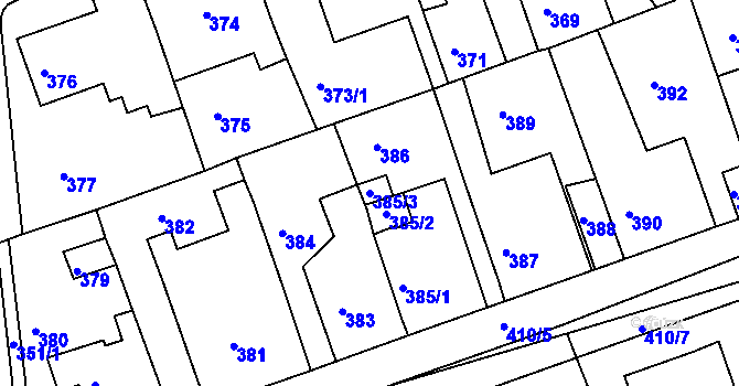 Parcela st. 385/3 v KÚ Zdice, Katastrální mapa