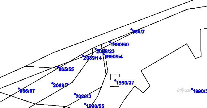 Parcela st. 1990/54 v KÚ Zdice, Katastrální mapa
