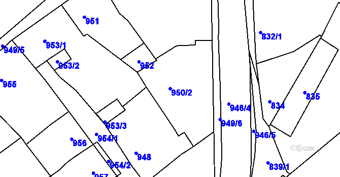 Parcela st. 950/2 v KÚ Zdice, Katastrální mapa