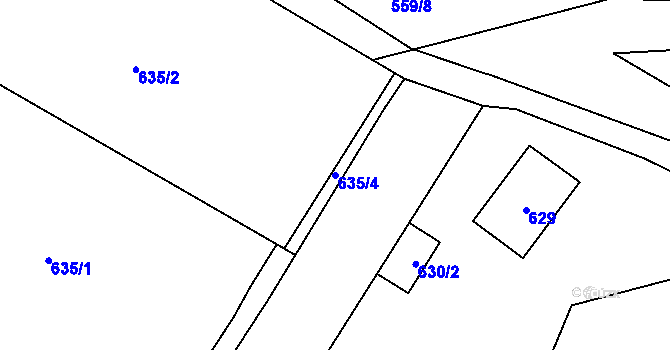 Parcela st. 635/4 v KÚ Zdice, Katastrální mapa