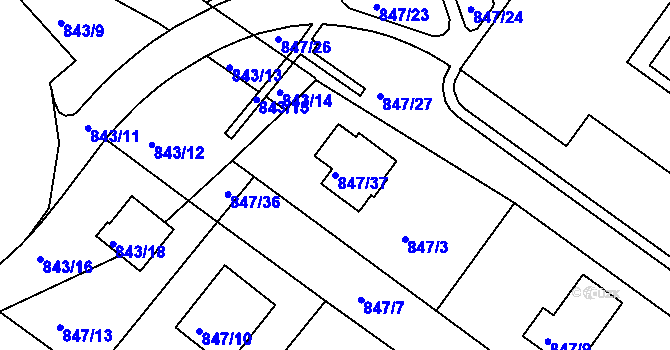 Parcela st. 847/37 v KÚ Zdice, Katastrální mapa