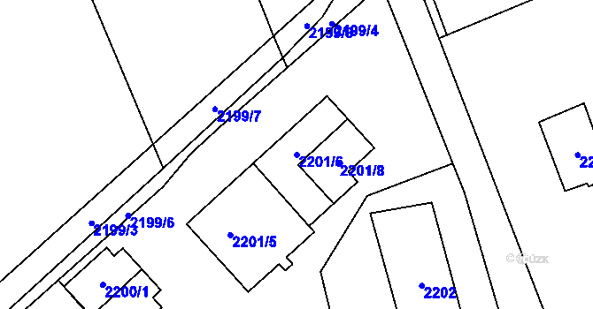 Parcela st. 2201/6 v KÚ Zdice, Katastrální mapa