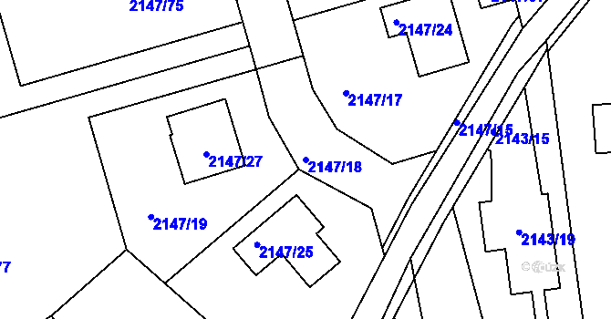 Parcela st. 2147/18 v KÚ Zdice, Katastrální mapa