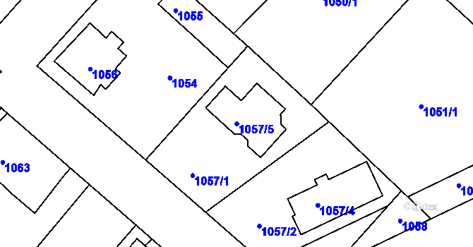 Parcela st. 1057/5 v KÚ Zdice, Katastrální mapa