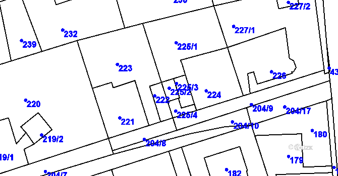 Parcela st. 225/2 v KÚ Zdice, Katastrální mapa