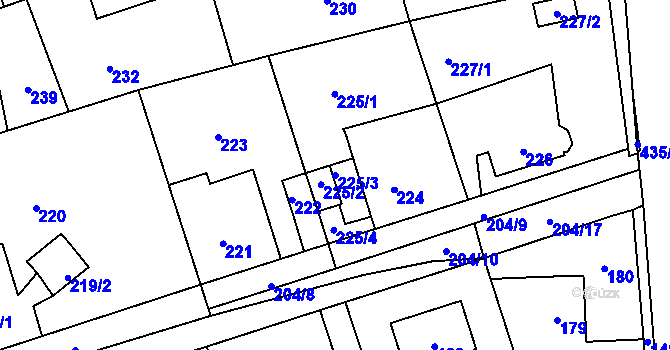 Parcela st. 225/3 v KÚ Zdice, Katastrální mapa