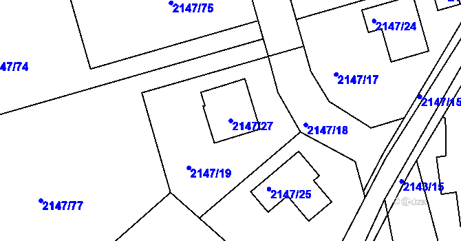 Parcela st. 2147/27 v KÚ Zdice, Katastrální mapa