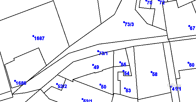 Parcela st. 73/1 v KÚ Zdice, Katastrální mapa