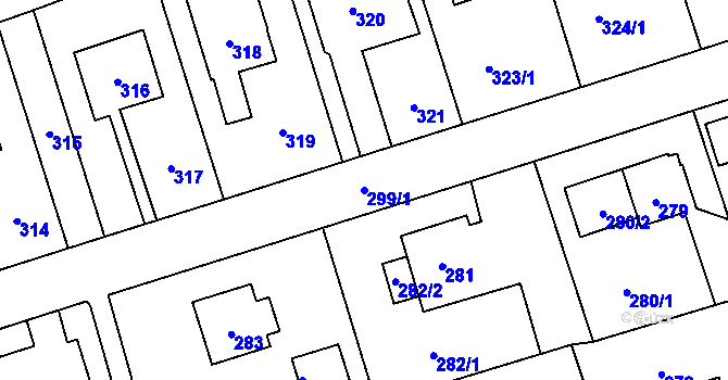Parcela st. 299/1 v KÚ Zdice, Katastrální mapa