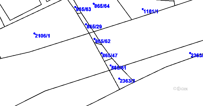 Parcela st. 865/47 v KÚ Zdice, Katastrální mapa