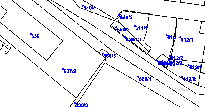 Parcela st. 558/3 v KÚ Zdice, Katastrální mapa